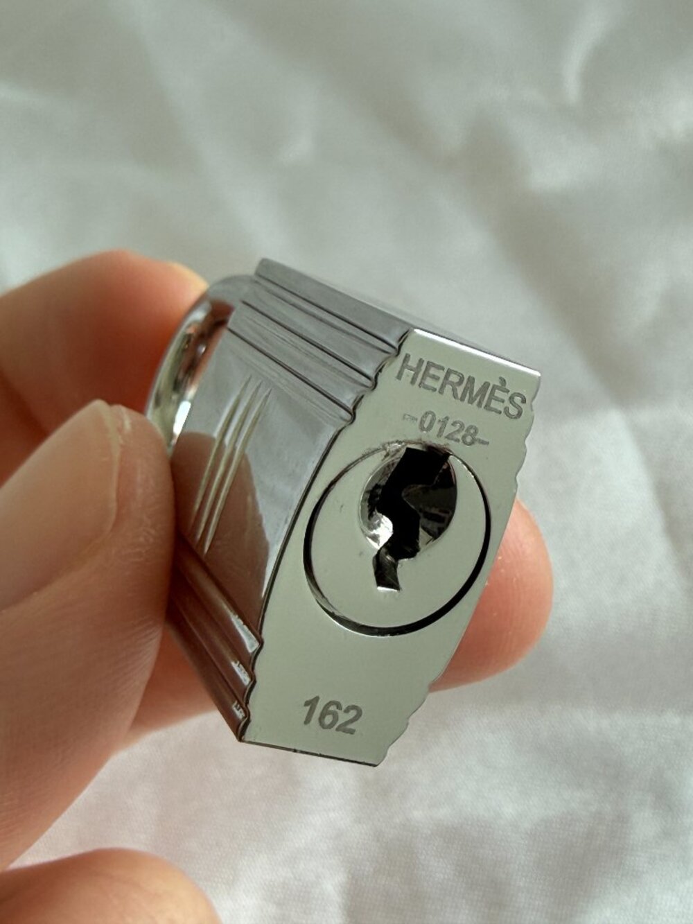 Authentic Hermès Padlock Lock & 2 Keys #162 Silver Replacement